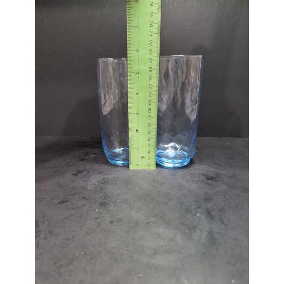 Libbey Optic Swirl Blue Coolers, Set of 2 Tumblers, Vtg Glassware, 16 Oz Glasses - Picture 8 of 9